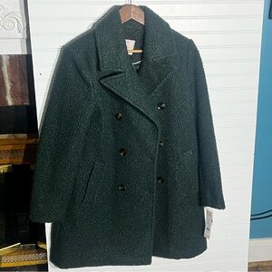 NWT BCBGeneration Dark Moss Boucle Mid-Length Double Breasted Walker Coat Size S